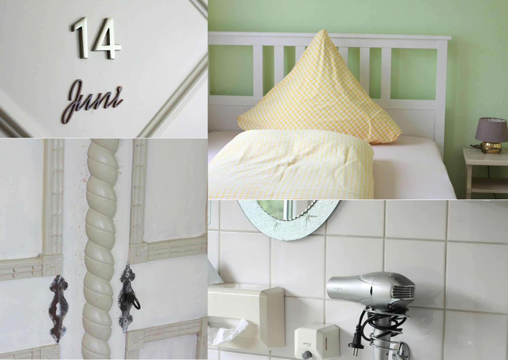 collage aus verschiedenen bildausschnitten eines Hotelzimmers